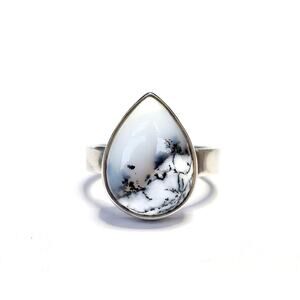 Dendrite Opal Sterling Ring Brazilian Dendritic Opal Womens Size 7